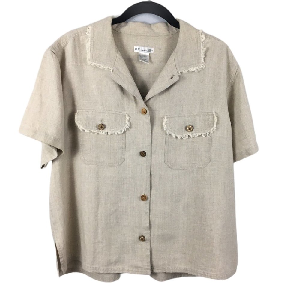 ***c.a. sport 100% Linen Short Sleeve Button Down